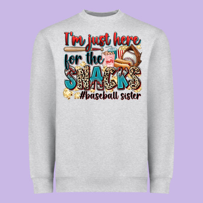 I'm Just Here For The Snacks #baseball Sister Heavyweight Sweatshirt Designed By Zillion Design Studio