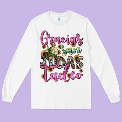 Gracias San Judas Tadeo Long Sleeve Tee Designed By Jahusdesignshop