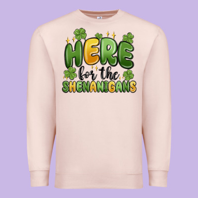 Here For The Shenanigans Premium Sweatshirt Designed By Maliassmallbusiness