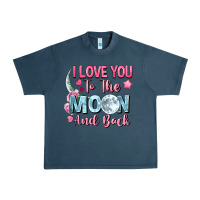Midnight Navy i love you to the moon and back Urban Heavy Tee - FaDigitalArtStudio