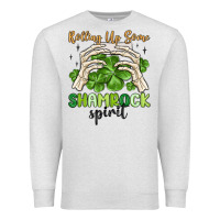 Oatmeal Heather rolling up some shamrock spirit Premium Sweatshirt - MaliasSmallBusiness