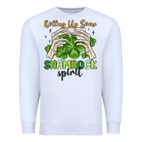 White rolling up some shamrock spirit Premium Sweatshirt - MaliasSmallBusiness