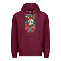 Burgundy Play Ball Baseball With Pink Flowers 12 Oz Slim Can Cooler Premium Hoodie - BundleAndBundleShop