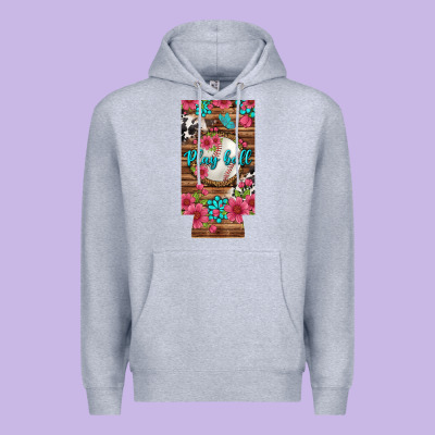 Play Ball Baseball With Pink Flowers 12 Oz Slim Can Cooler Premium Hoodie Designed By Bundleandbundleshop