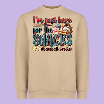 I'm Just Here For The Snacks #baseball Brother Heavyweight Sweatshirt Designed By Zillion Design Studio
