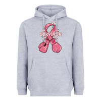 Heather Grey survivor breast cancer with boxing gloves Heavyweight Hoodie - MaliasSmallBusiness