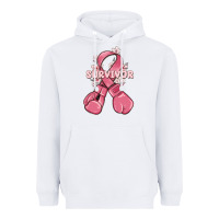 White survivor breast cancer with boxing gloves Heavyweight Hoodie - MaliasSmallBusiness