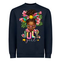 Navy july girl afro woman summer Heavyweight Sweatshirt - texasbilliewilder