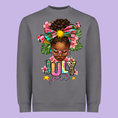July Girl Afro Woman Summer Heavyweight Sweatshirt Designed By Texasbilliewilder