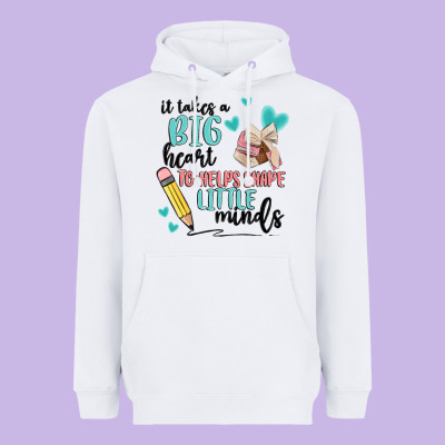 It Takes A Big Hearts To Helps Shape Little Minds Heavyweight Hoodie Designed By Maliassmallbusiness