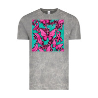 Cloud Rock Pink Butterfly with Ribbon Cancer Vintage Tee - texasbilliewilder