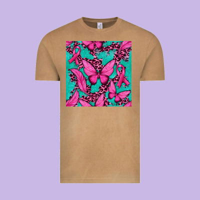 Pink Butterfly With Ribbon Cancer Vintage Tee Designed By Texasbilliewilder