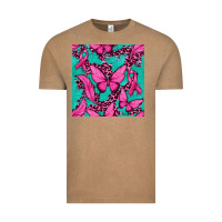 Vintage Coffee Pink Butterfly with Ribbon Cancer Vintage Tee - texasbilliewilder