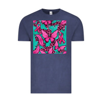 Vintage Denim Pink Butterfly with Ribbon Cancer Vintage Tee - texasbilliewilder