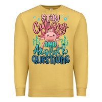 Antique Gold stay curious and axolotl questions Premium Sweatshirt - MaliasSmallBusiness
