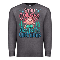 Charcoal Heather stay curious and axolotl questions Premium Sweatshirt - MaliasSmallBusiness