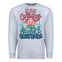 Heather Grey stay curious and axolotl questions Premium Sweatshirt - MaliasSmallBusiness