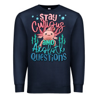 Navy stay curious and axolotl questions Premium Sweatshirt - MaliasSmallBusiness
