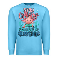 Ocean Blue stay curious and axolotl questions Premium Sweatshirt - MaliasSmallBusiness