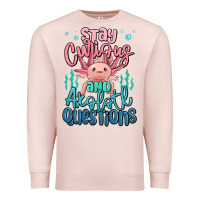 Pale Pink stay curious and axolotl questions Premium Sweatshirt - MaliasSmallBusiness