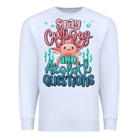 White stay curious and axolotl questions Premium Sweatshirt - MaliasSmallBusiness