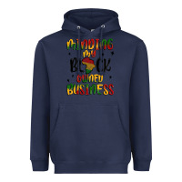 Navy minding my black owned business Heavyweight Hoodie - MaliasSmallBusiness
