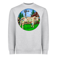 Heather Grey christmas charolais bull and barnyard Heavyweight Sweatshirt - RanaPortraitStore