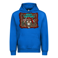 Cobalt merry christmas bull skull Urban Hoodie - RanaPortraitStore