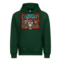 Forest Green merry christmas bull skull Urban Hoodie - RanaPortraitStore