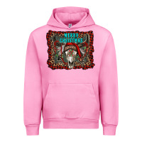 Fuchsia Pink merry christmas bull skull Urban Hoodie - RanaPortraitStore