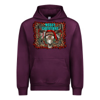 Mauve Wine merry christmas bull skull Urban Hoodie - RanaPortraitStore