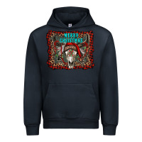 Navy merry christmas bull skull Urban Hoodie - RanaPortraitStore