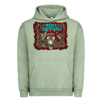 Pigment Oil Green merry christmas bull skull Urban Hoodie - RanaPortraitStore