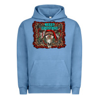Pigment Pebble Blue merry christmas bull skull Urban Hoodie - RanaPortraitStore