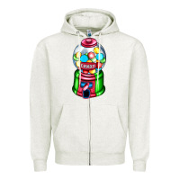 Oatmeal Heather candy machine Zipper Hoodie - AdoDesignShop