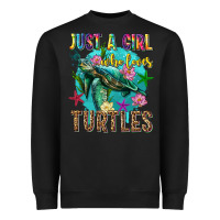 Black just a girl who loves turtles Heavyweight Sweatshirt - texasbilliewilder