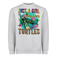 Heather Grey just a girl who loves turtles Heavyweight Sweatshirt - texasbilliewilder