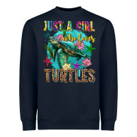 Navy just a girl who loves turtles Heavyweight Sweatshirt - texasbilliewilder