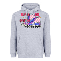 Heather Grey walk by faith Heavyweight Hoodie - MaliasSmallBusiness