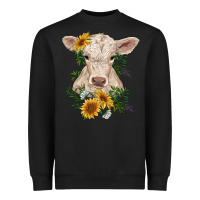 Charolais Calf With Sunflowers Heavyweight Sweatshirt | Teevron