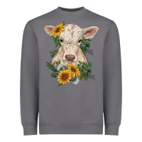 Storm charolais calf with sunflowers Heavyweight Sweatshirt - RanaPortraitStore