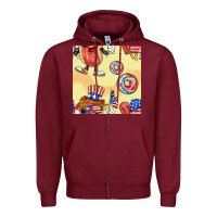 Burgundy patriotic hotdog ice cream donat Zipper Hoodie - BundleAndBundleShop