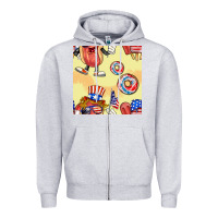 Heather Grey patriotic hotdog ice cream donat Zipper Hoodie - BundleAndBundleShop