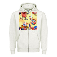Oatmeal Heather patriotic hotdog ice cream donat Zipper Hoodie - BundleAndBundleShop