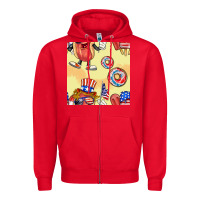 Red patriotic hotdog ice cream donat Zipper Hoodie - BundleAndBundleShop
