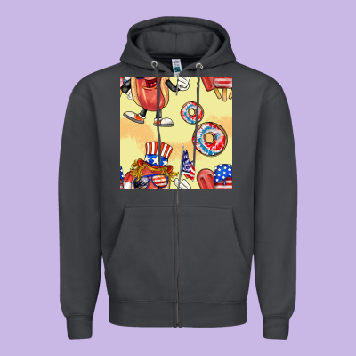 Patriotic Hotdog Ice Cream Donat Zipper Hoodie Designed By Bundleandbundleshop