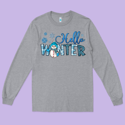 Hello Winter Long Sleeve Tee Designed By Jahusdesignshop