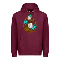 Burgundy baseball and western roses teardrop  1 Premium Hoodie - BundleAndBundleShop