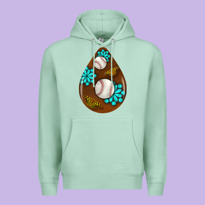 Baseball And Western Roses Teardrop  1 Premium Hoodie Designed By Bundleandbundleshop