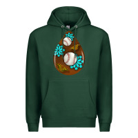Sports Green baseball and western roses teardrop  1 Premium Hoodie - BundleAndBundleShop